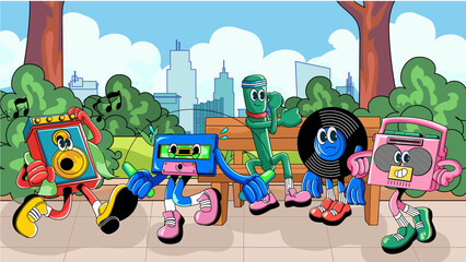 Retro Music Characters Illustration