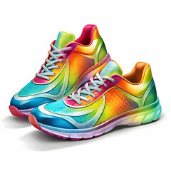 colour sport shoes on white background
