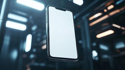 Naklejka premium Modern Smartphone Mockup Blank Screen Technology Device Digital Gadget Mobile Phone App Presentation Clean Interface Elegant Design Futuristic 