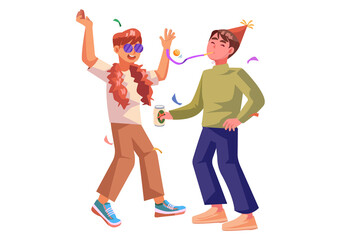 Happy People Party Celebration Illustration