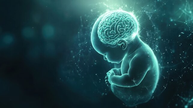 fetus brain development 3d render