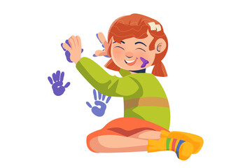 Happy Child Playing with Paint Illustration