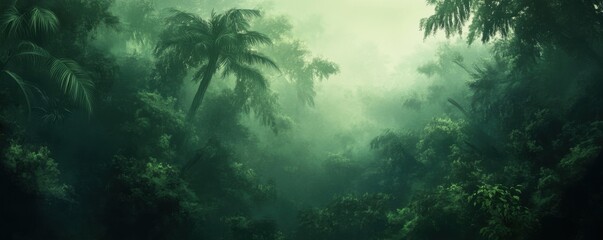 Obraz premium Enigmatic Rainforest: A Misty Green Paradise