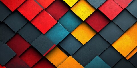 Fototapeta premium Geometric pattern with layered squares in a variety of colors