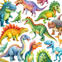 Fototapeta premium colourful hand drawn dinosaur collection