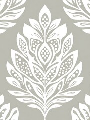 Elegant white foliage design on a seamless gray monochromatic backdrop