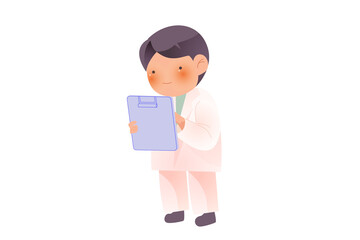 Child Scientist Holding Clipboard Cartoon Illustration
