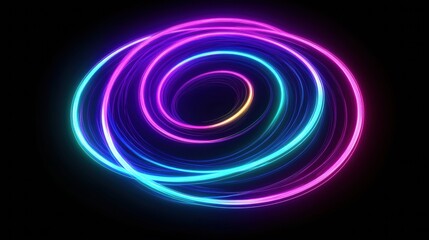 Colorful swirling light patterns create a mesmerizing visual experience in a dark background setting. Generative AI