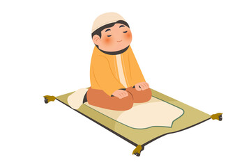 Boy Praying Activity Ramadan | Muslim Praying Activity | Illustration of Boy Praying Activity During Ramadan  