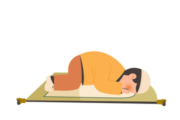 Fototapeta premium Boy Praying Activity Ramadan | Muslim Praying Activity | Illustration of Boy Praying Activity During Ramadan 