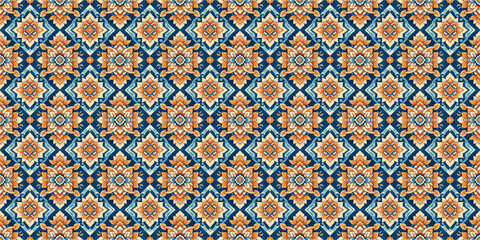 Tribal Thai art abstract seamless pattern 