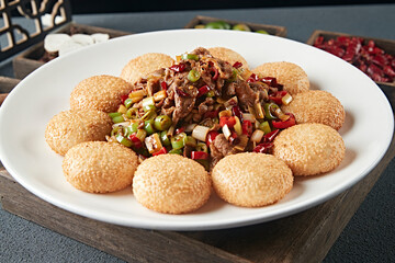 Sesame Guokui with Spicy Fried Beef