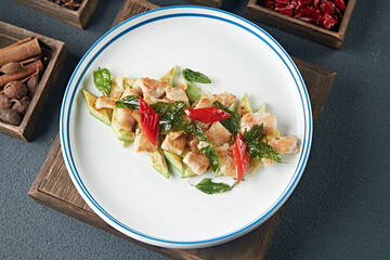 Pan-fried cod with pepper and mint