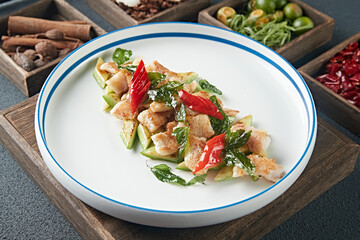 Pan-fried cod with pepper and mint