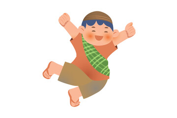 Cute Boy Using Traditional Wear | Ramadan Praying Activity Illustration | Boy Activity on Ramadan 