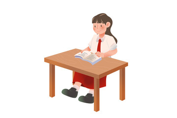 Indonesian Elementary School | Student Presenting Activity on school | character Student | Students Activity on Class | Studying Activity Illustration