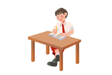 Indonesian Elementary School | Student Presenting Activity on school | character Student | Students Activity on Class | Studying Activity Illustration