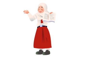 Indonesian Elementary School | Student Presenting Activity on school | character Student | Students Activity on Class | Studying Activity Illustration
