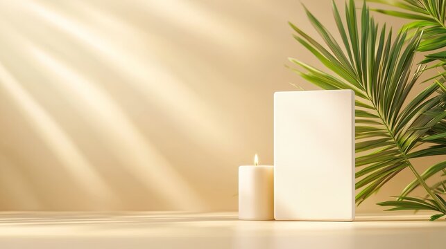 Elegant modern signage board in soft beige color with subtle gradient background and blank area for custom text, offering a versatile design for business, retail, or promotional use in 3D render.