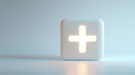 Obraz premium glowing plus sign on white square