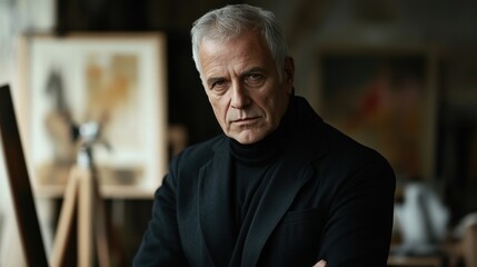 Obraz premium portrait of a mature man in art studio