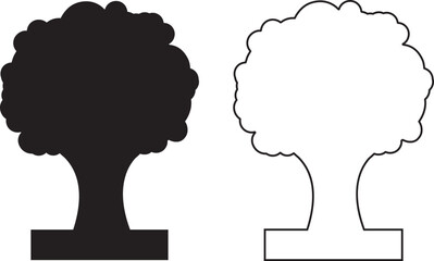 Vector silhouette of a woman's profile with tree, a black symbol of mind and love