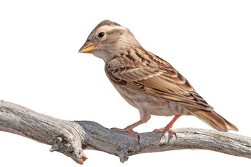 isolated on transparent white background, on branch, small, songbird, cute bird, Rock Sparrow, Petronia petronia