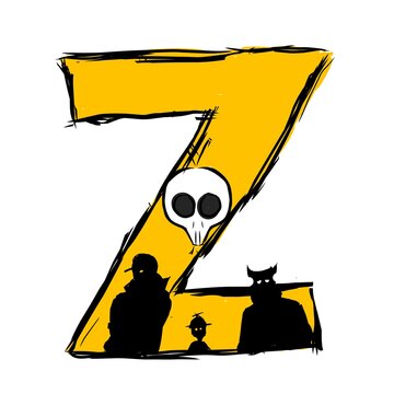 Z Font With Skull and Silhouette