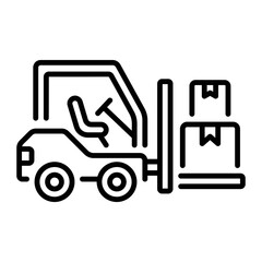 Forklift truck carrying boxes pile, line style icon