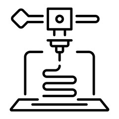 3d printing technology, line style icon