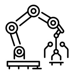 A linear icon of industrial robotic arm