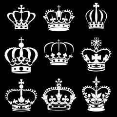 Exquisite Vector Crown Icon and Symbol Collection