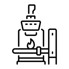 Metal forging process icon in line style