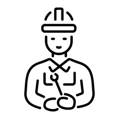 Linear character icon of machine operator