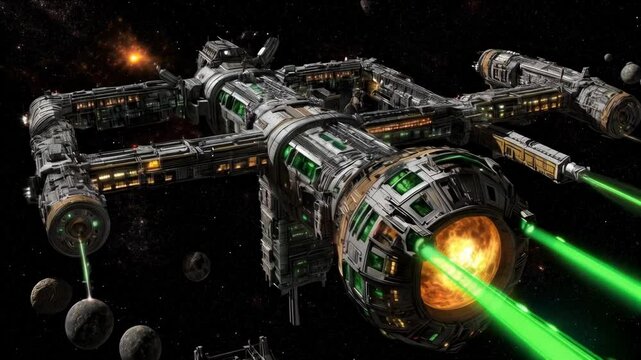 Starship Battlecruiser in Deep Space
