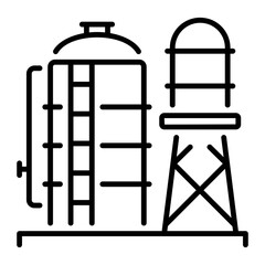 Outline icon of an industrial storage tank
