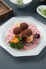 Chocolate dusted silky creamy pudding