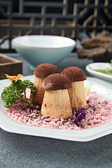 Chocolate dusted silky creamy pudding