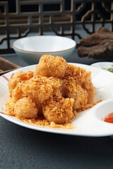 Fried squid balls with bread crumbs