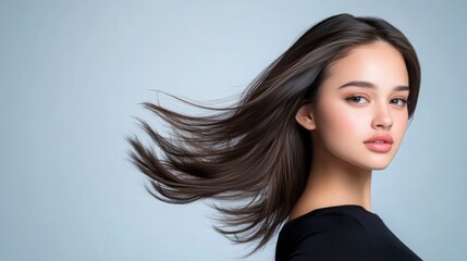 A model striking a pose for a fashion shoot, smooth motion, professional studio lighting