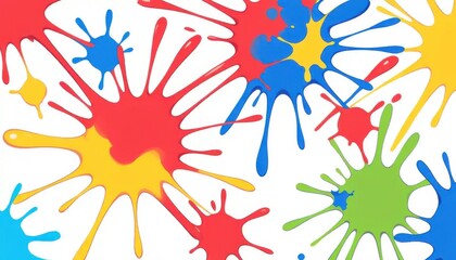 Obraz premium Vibrant Paint Splashes, Creative Studio, Digital Art, Colorful Environment, Abstract View, Artistic Expression
