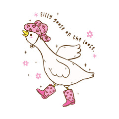 Western Girl Silly Goose On The Loose, Funny Cowboy Meme Shirt Design