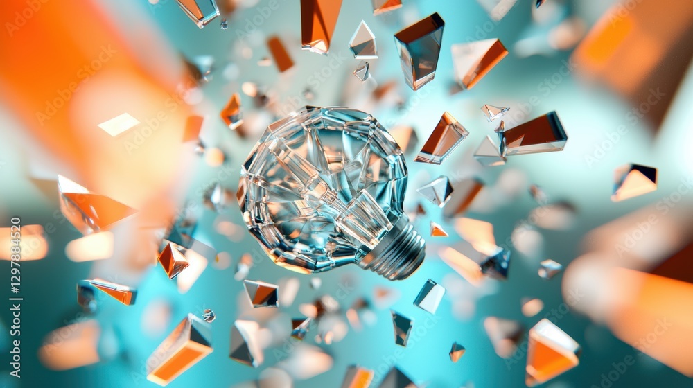 Wall mural a kaleidoscope of colors and shapes created by the refracted light of an exploding light bulb, formi