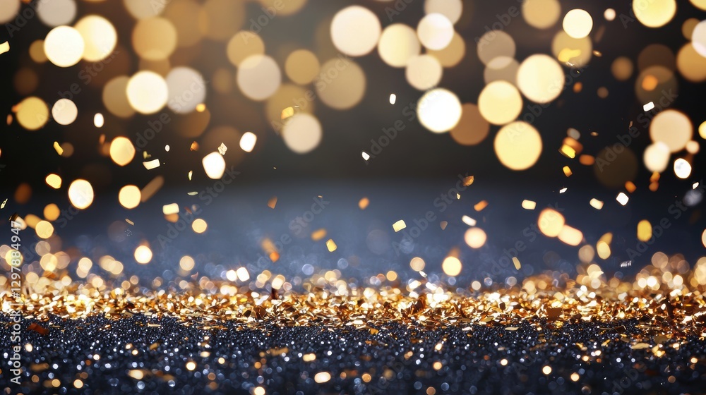Wall mural a close up shot of golden bokeh lights with a slight swirl effect, adding a dynamic and whimsical fe