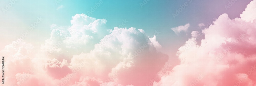 Poster colorful clouds fill the sky at sunset creating a tranquil and dreamy atmosphere over a serene lands