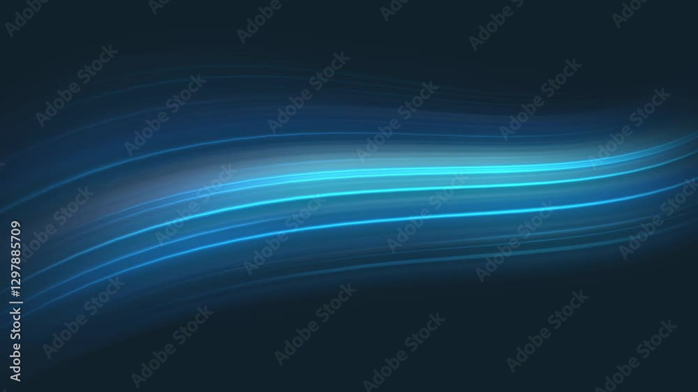 Wall mural colored air flow moving from right to left and increasing towards the end. abstract blue wave light 