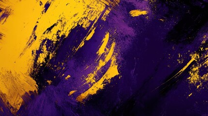 Abstract Painting with Energetic Brushstrokes Featuring Gold and Purple Hues Rich Color Palette Bold Impasto Style Modern Art Visual Design Element