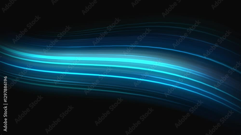 Wall mural colored air flow moving from left to right and increasing towards the end. abstract blue wave light 
