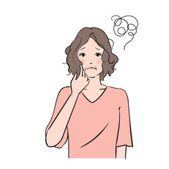 髪のトラブルに悩むミディアムヘアの大人女性
