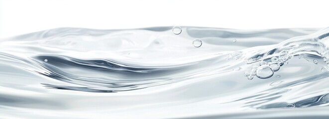 Close-up of pure water with gentle waves and bubbles.